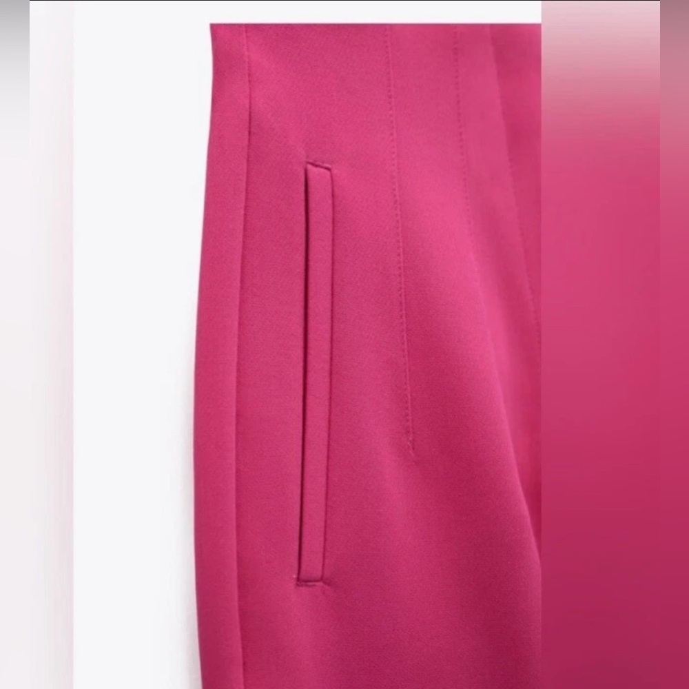 ZARA NWT High Waisted Tailored Trousers Pink Fuchsia Pants Size M Workwear Chic - Picture 8 of 11